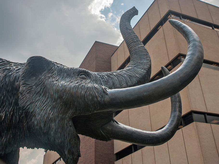 Mastodon statue with clouds I 